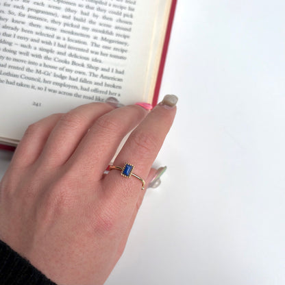 Brass petit ring〈Lapis lazuli〉