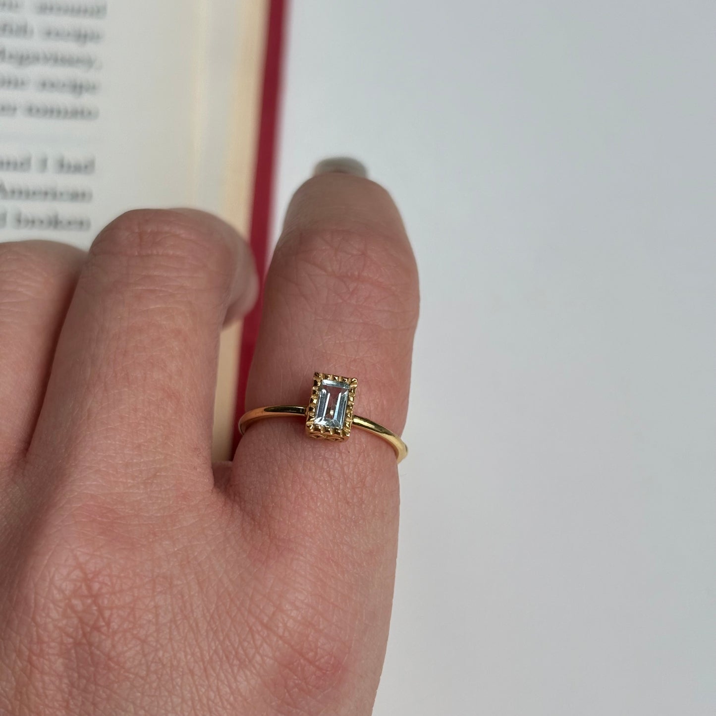 Brass petit ring〈Blue Topaz〉