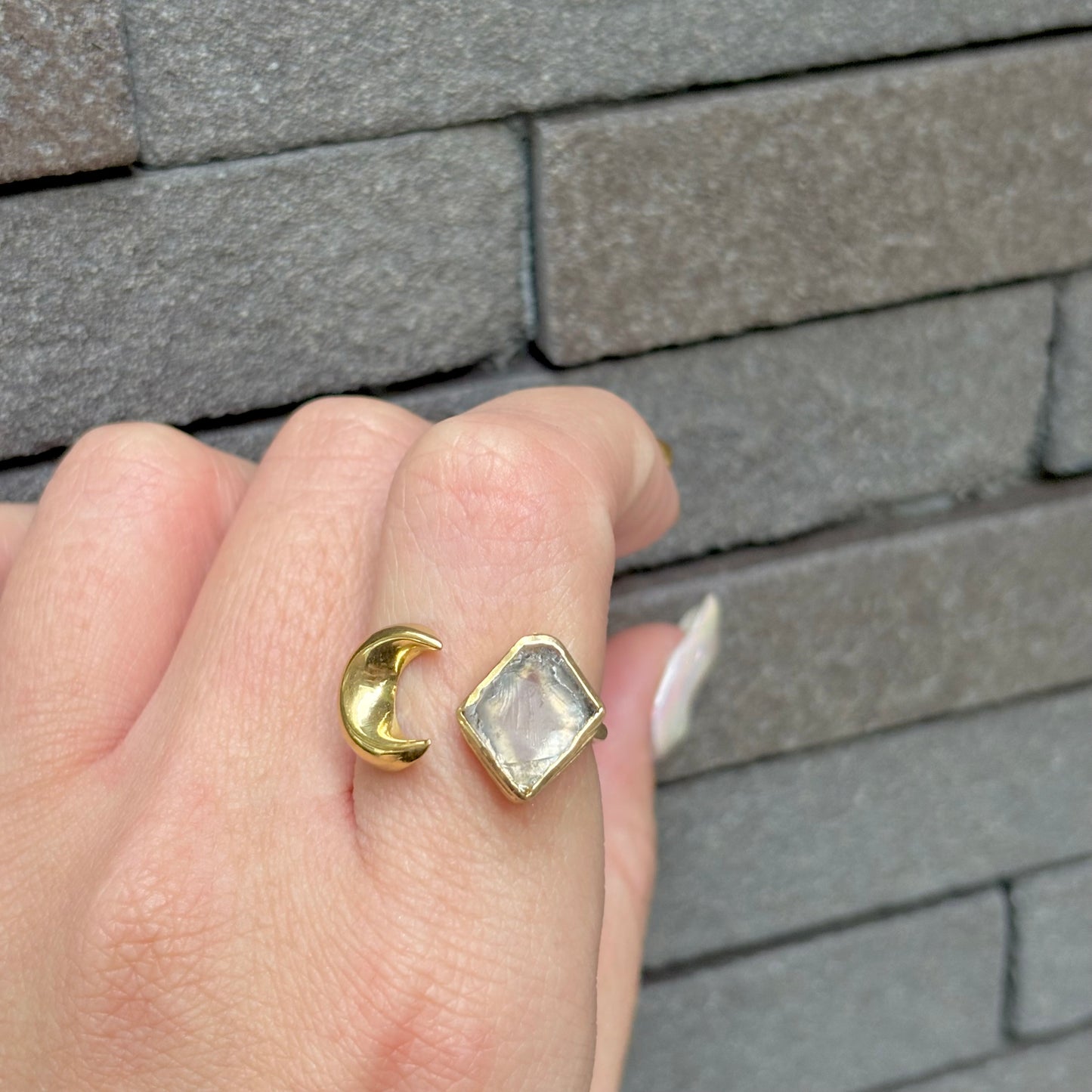 Brass Moon × Stone ring