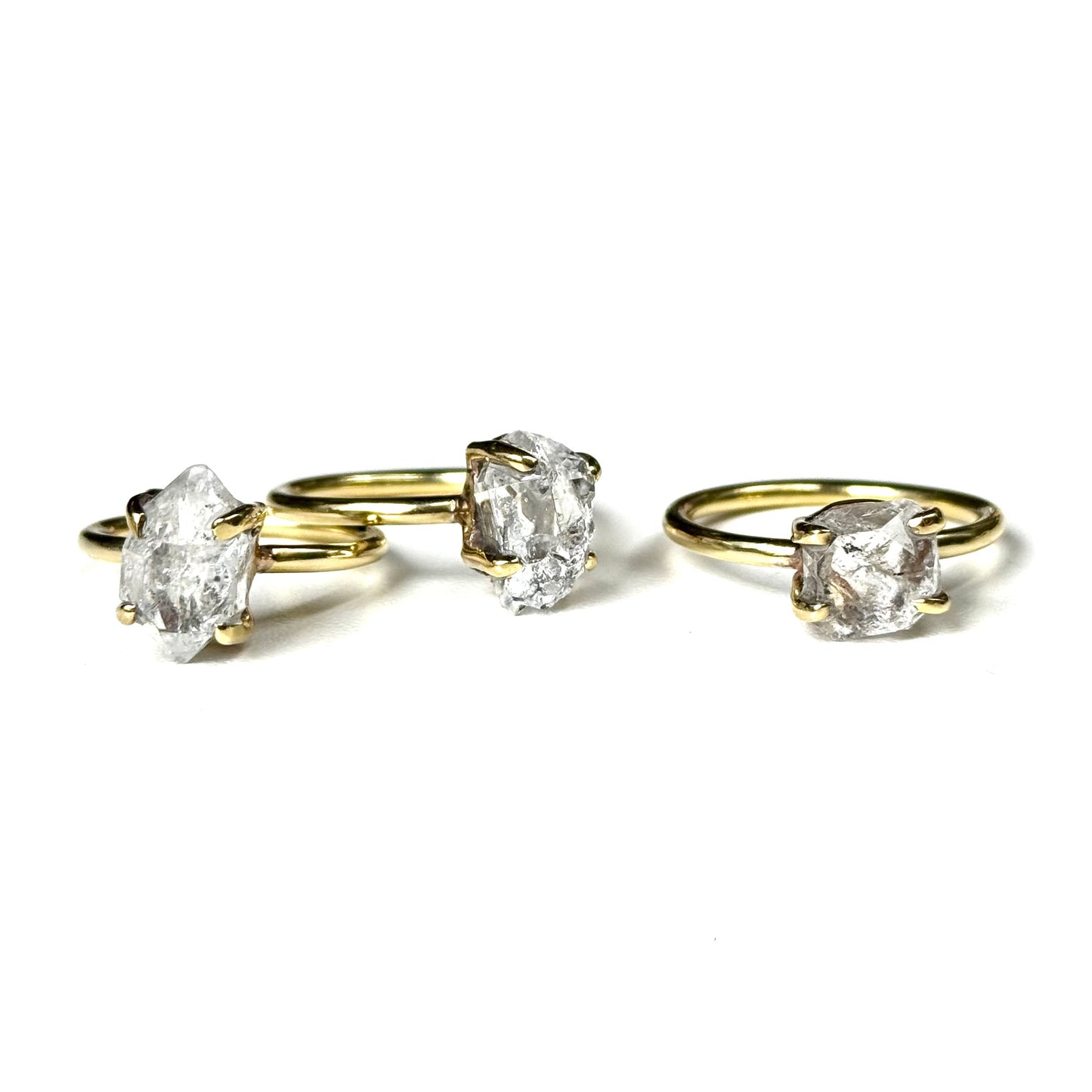 Brass Herkimer diamond ring