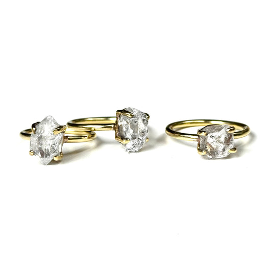 Brass Herkimer diamond ring