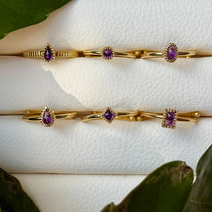 Brass petit ring〈Amethyst〉