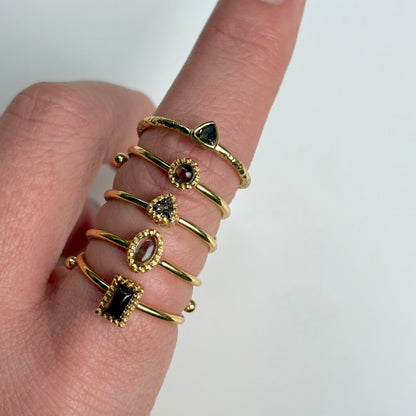 Brass petit ring〈Smoky quartz〉