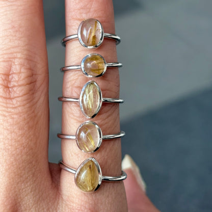 Gold Rutile Quartz ring