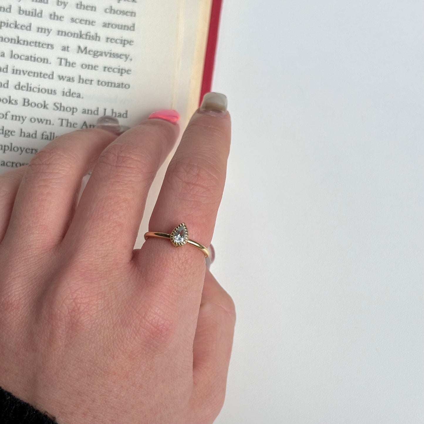 Brass petit ring〈Blue Topaz〉