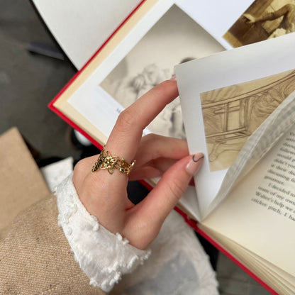 Brass flower plain ring