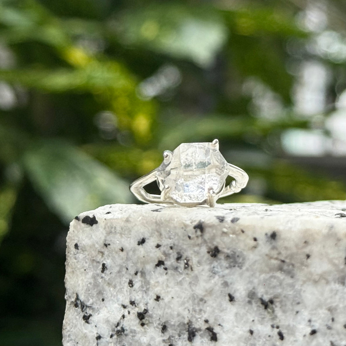 Herkimer diamond ring & ear cuff