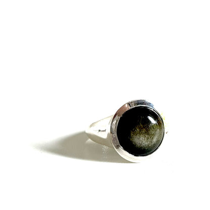 Gold sheen obsidian ring