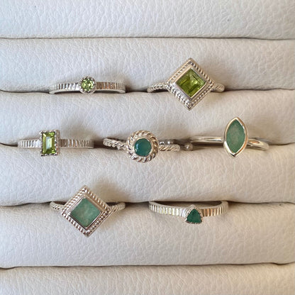 Silver925 petit  ring〈green〉