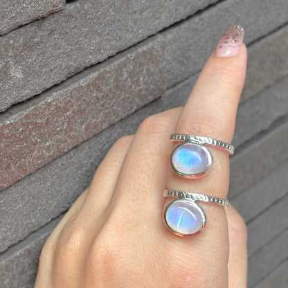 Rainbow Moonstone ring 2