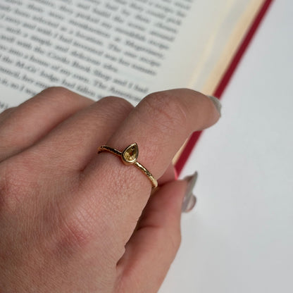 Brass petit ring〈Citrine〉