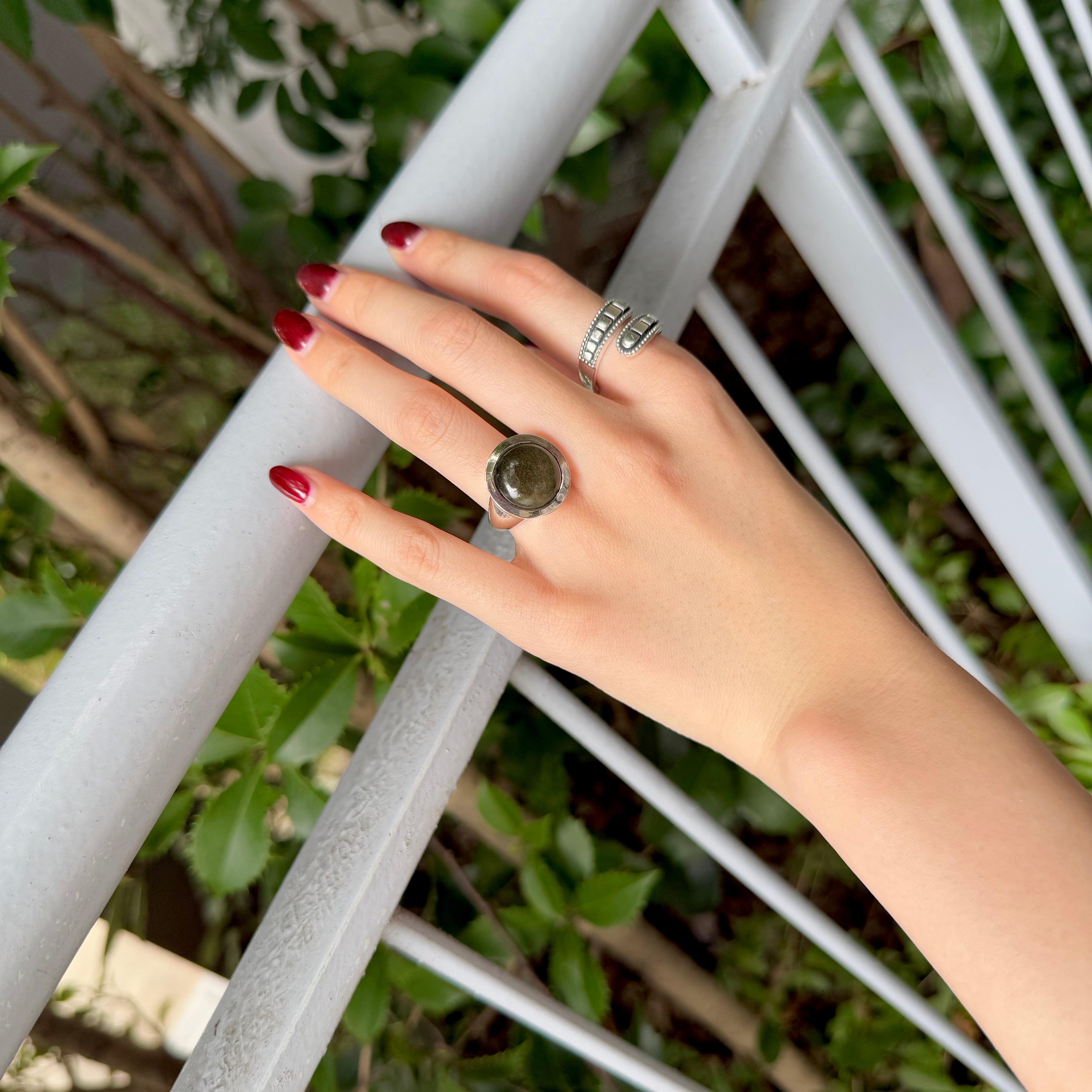 Gold sheen obsidian ring – Biju mam