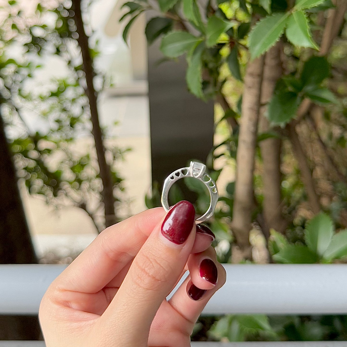 Heart design ring 〈Rainbow moon stone〉