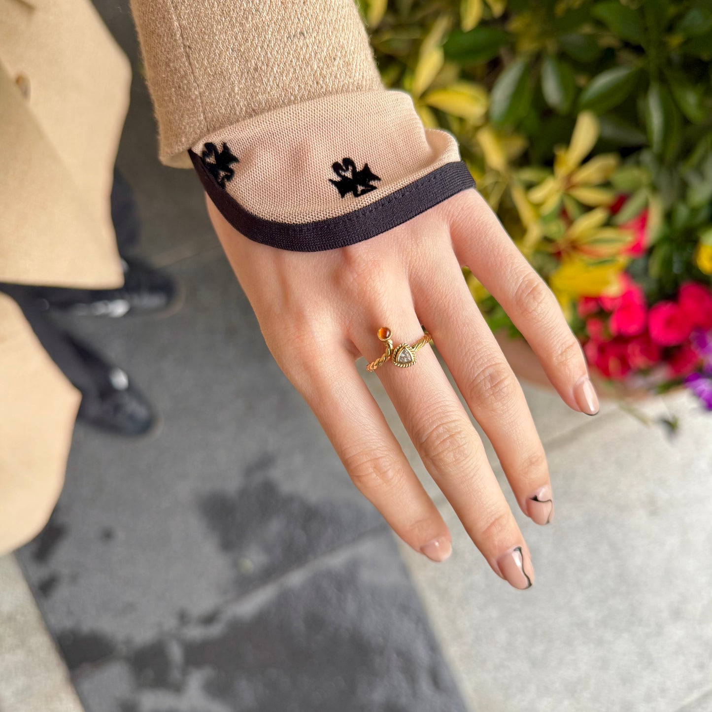 Brass 2stone ring 7