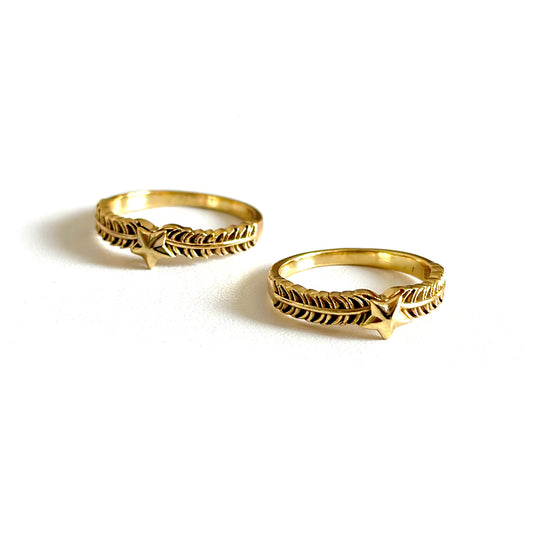 Brass star plain ring 8