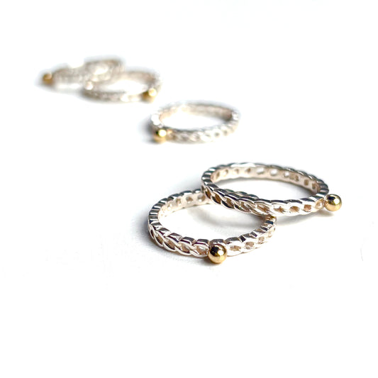 Silver925×Brass plain ring 〈Ball〉12