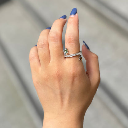 【Biju mam poco】Mulch tourmaline × white topaz ring