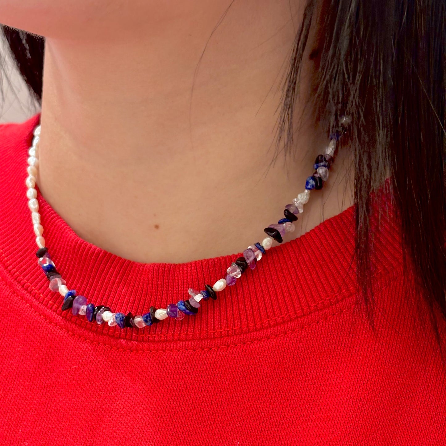 Pearl × Stone necklace 1