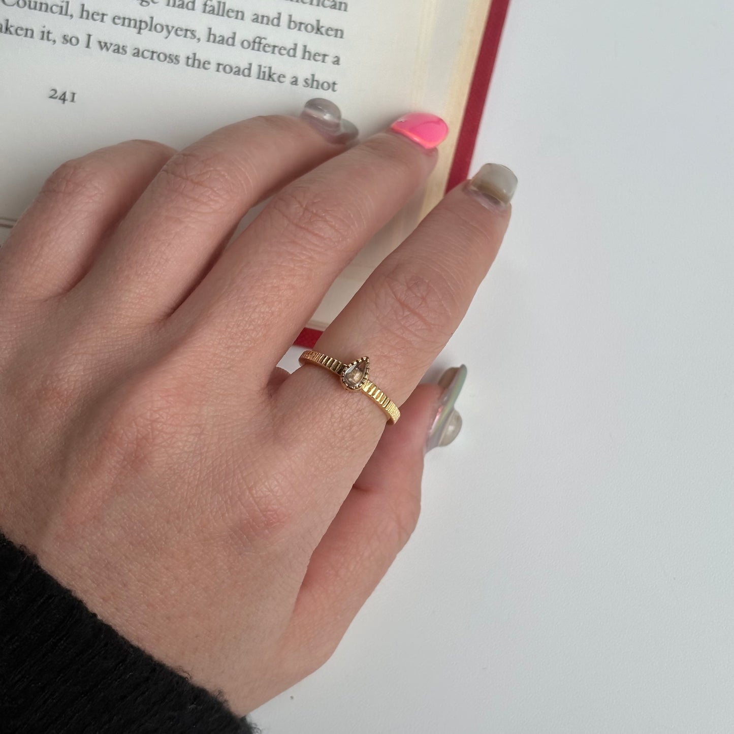 Brass petit ring 〈Crystal〉