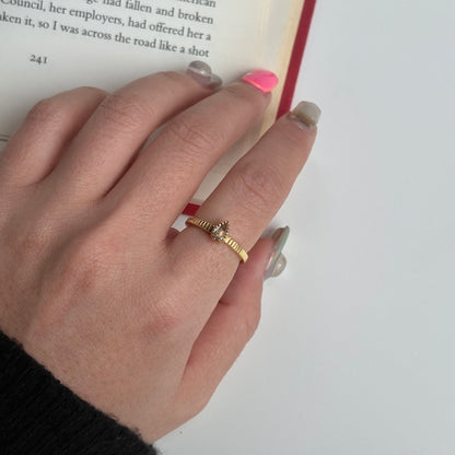Brass petit ring 〈Crystal〉