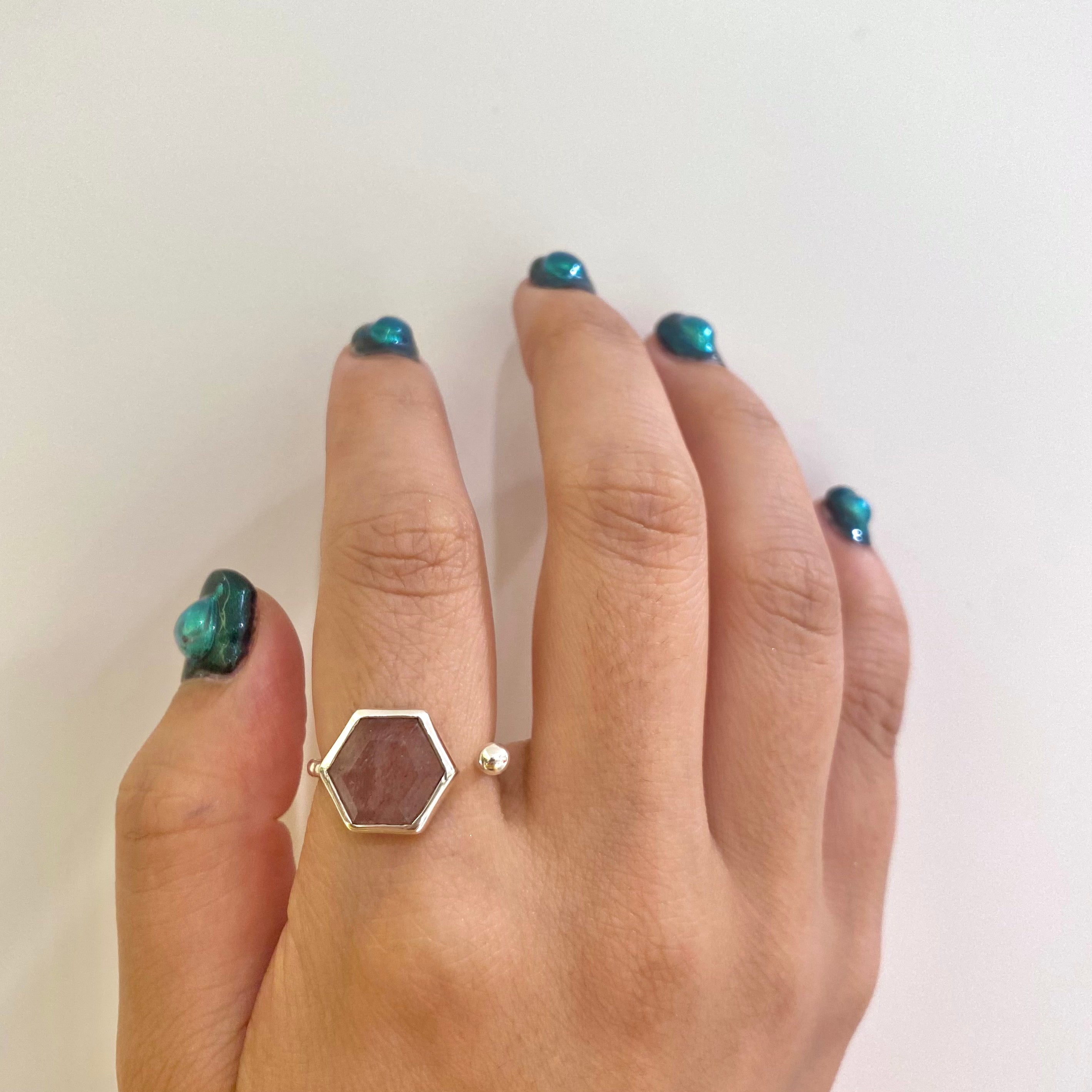 Silver925 Hexagon fork ring