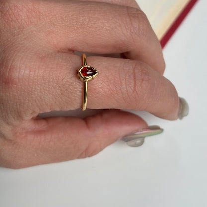 Brass petit ring〈Garnet〉