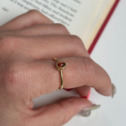 Brass petit ring〈Garnet〉