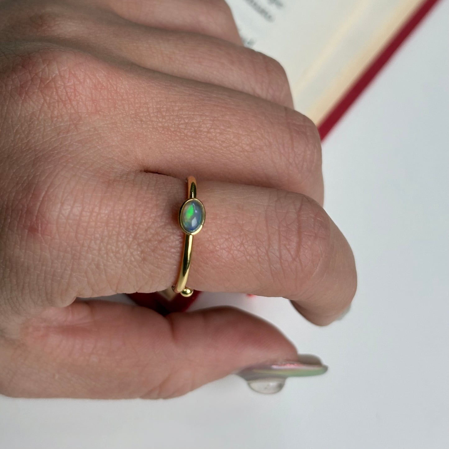 Brass petit ring〈Opal〉