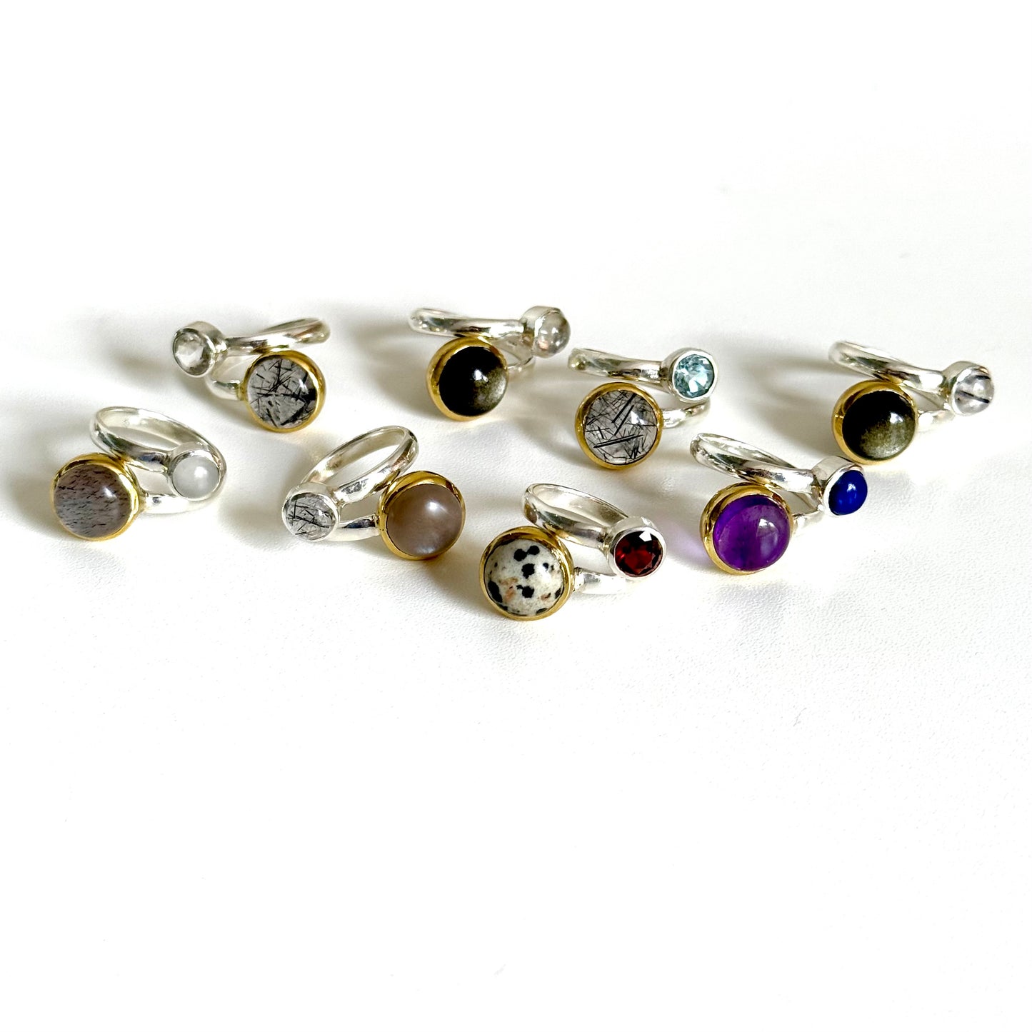 Silver925×Brass 2stone ring 20