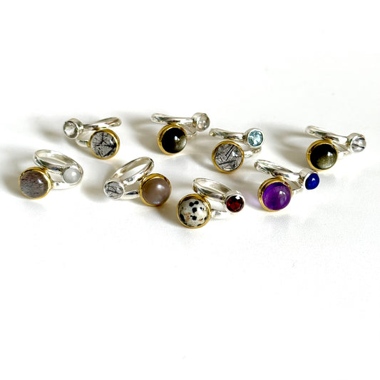 Silver925×Brass 2stone ring 20