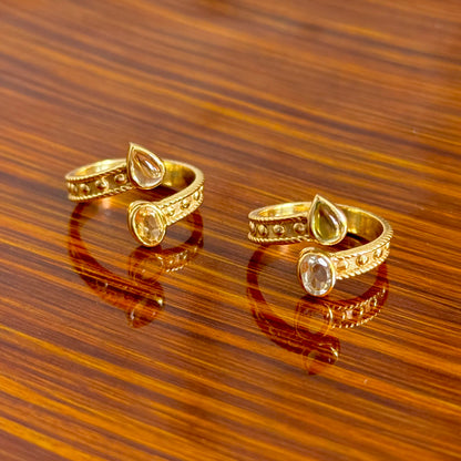 Brass 2stone ring 3