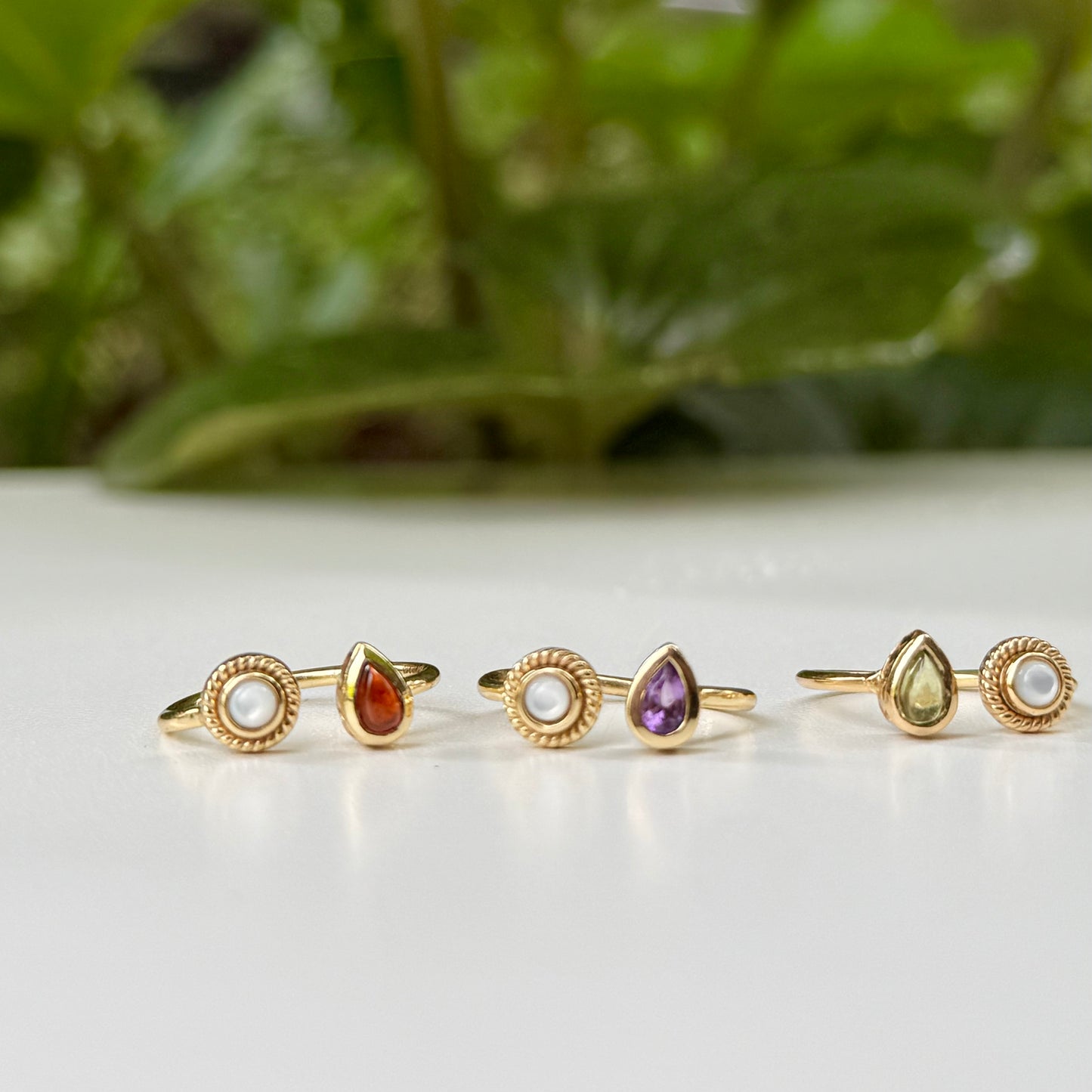 Brass 2stone ring 9