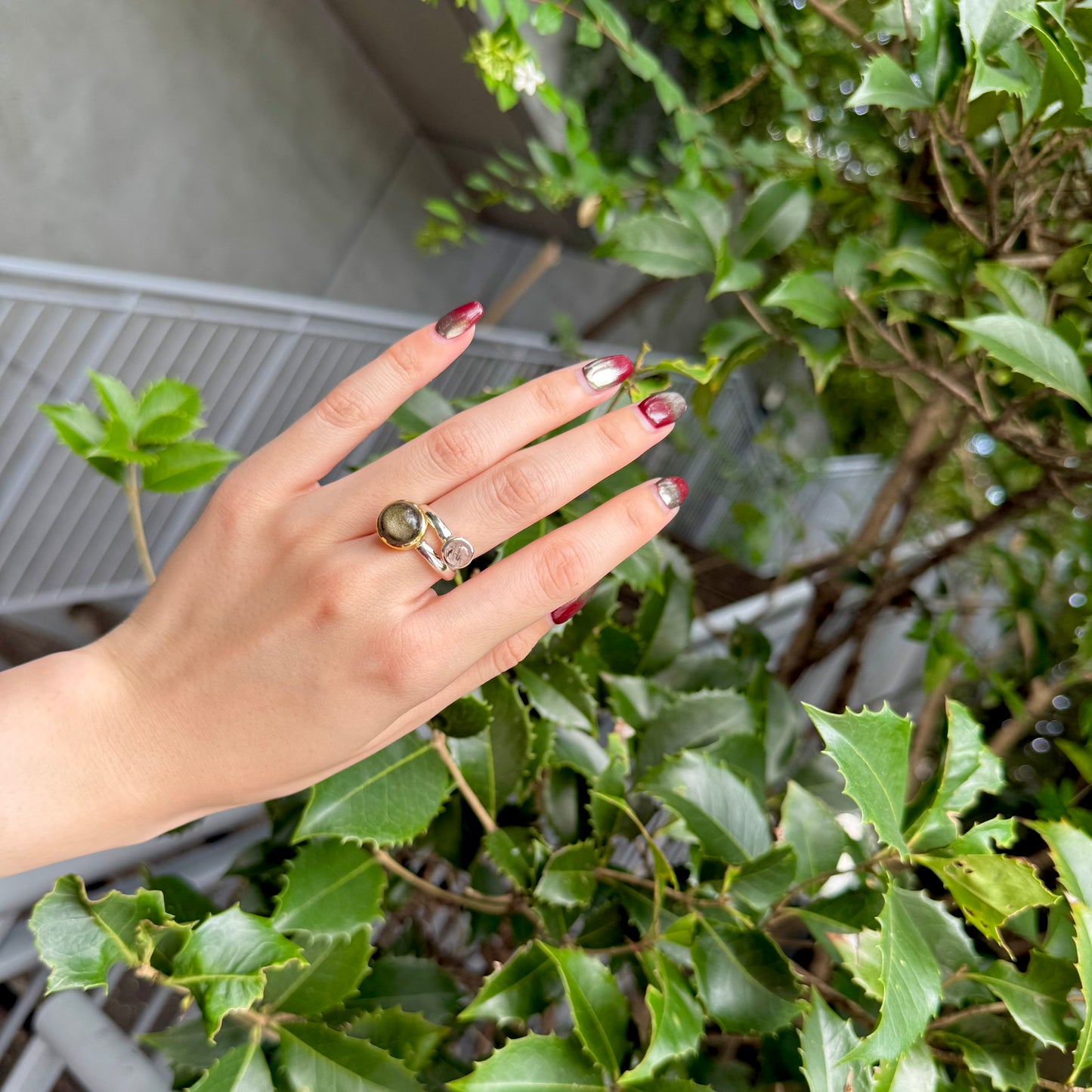 Silver925×Brass 2stone ring 20