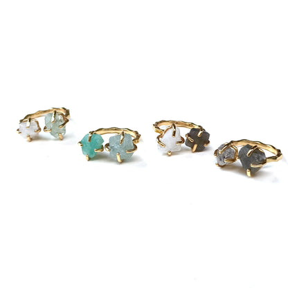 Brass 2stone ring 14