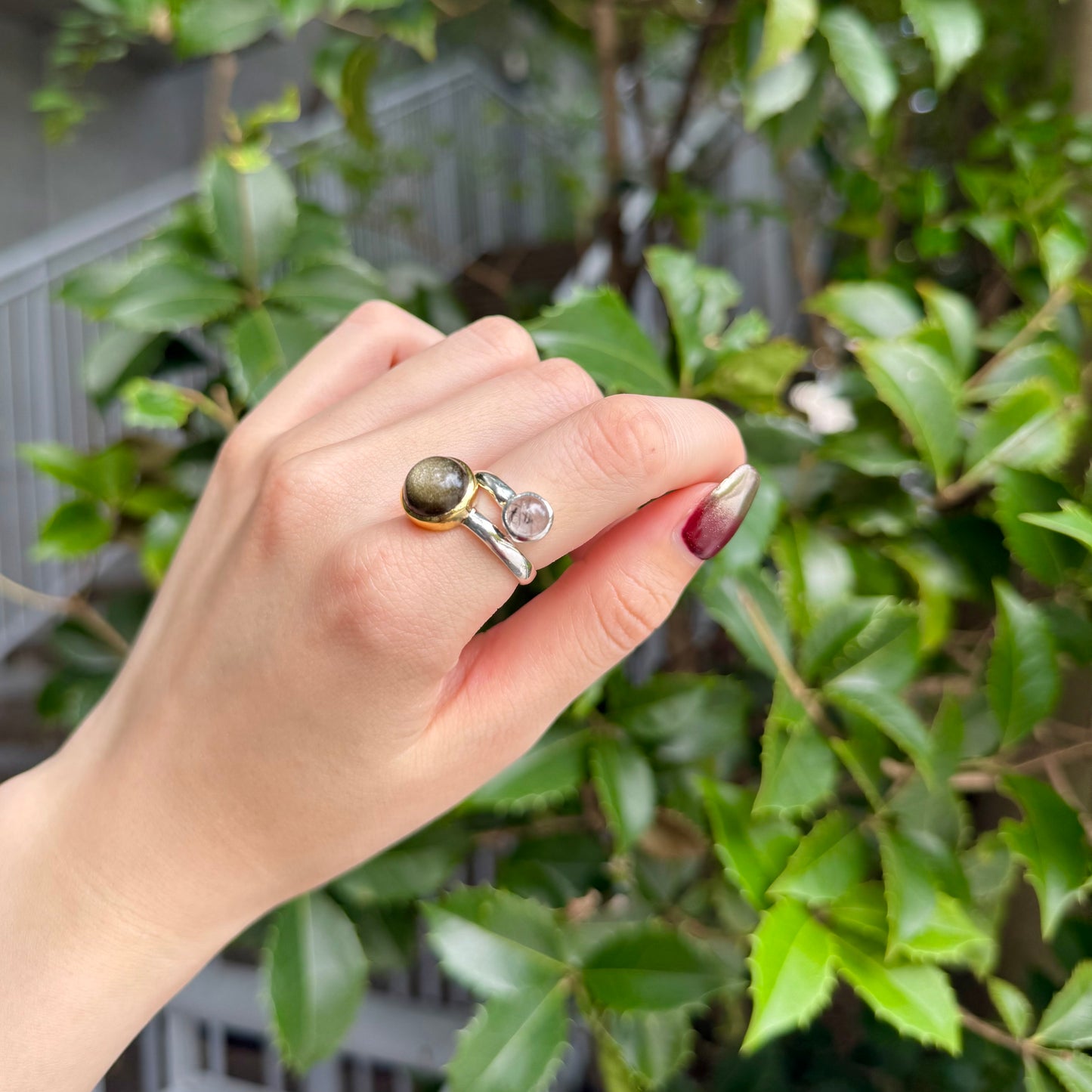 Silver925×Brass 2stone ring 20