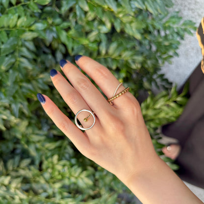 Silver925×Brass plain ring 〈Ball〉16