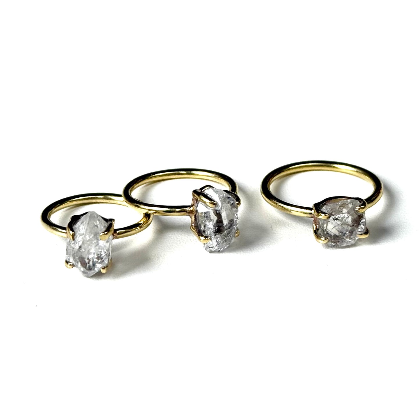 Brass Herkimer diamond ring