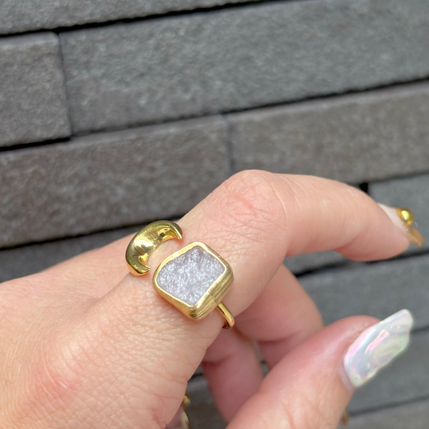 Brass Moon × Stone ring