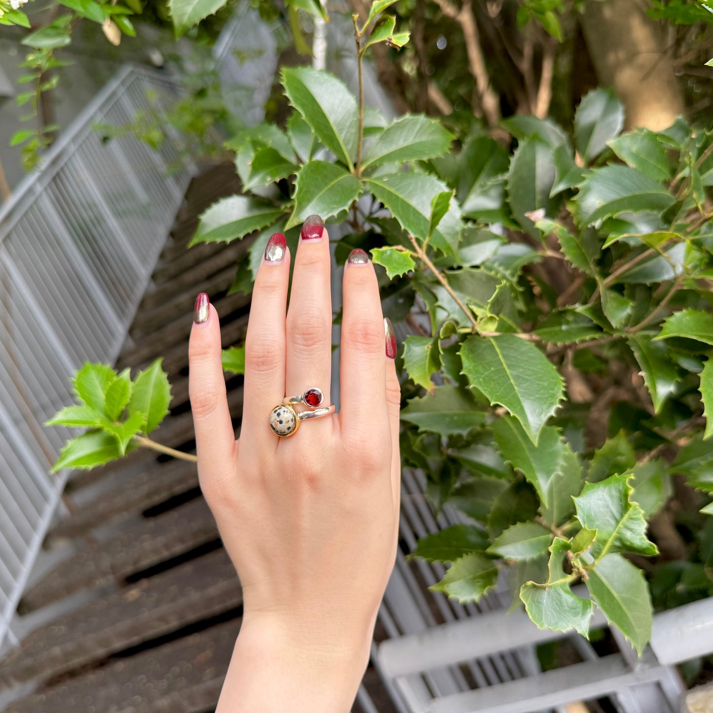 Silver925×Brass 2stone ring 20