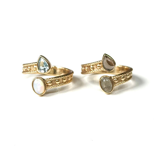 Brass 2stone ring 13