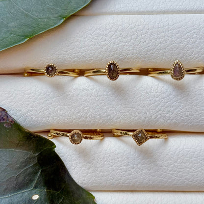 Brass petit ring〈Purple Labradorite〉