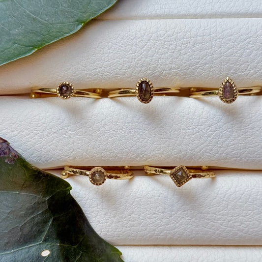 Brass petit ring〈Purple Labradorite〉