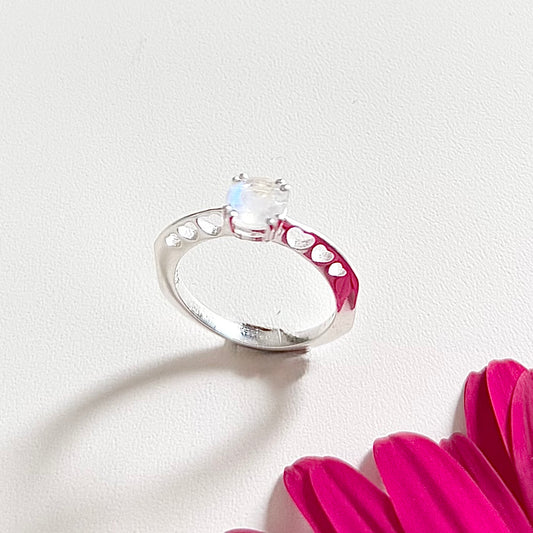 Heart design ring 〈Rainbow moon stone〉