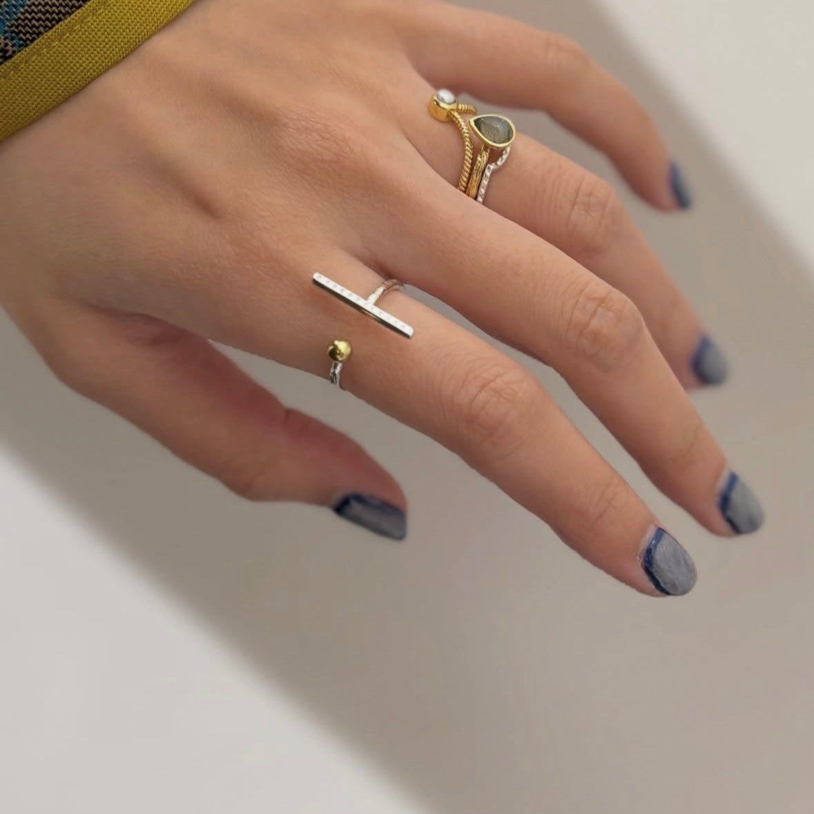 Silver925×Brass plain ring 〈Ball〉22