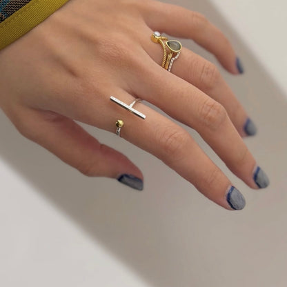 Silver925×Brass plain ring 〈Ball〉22