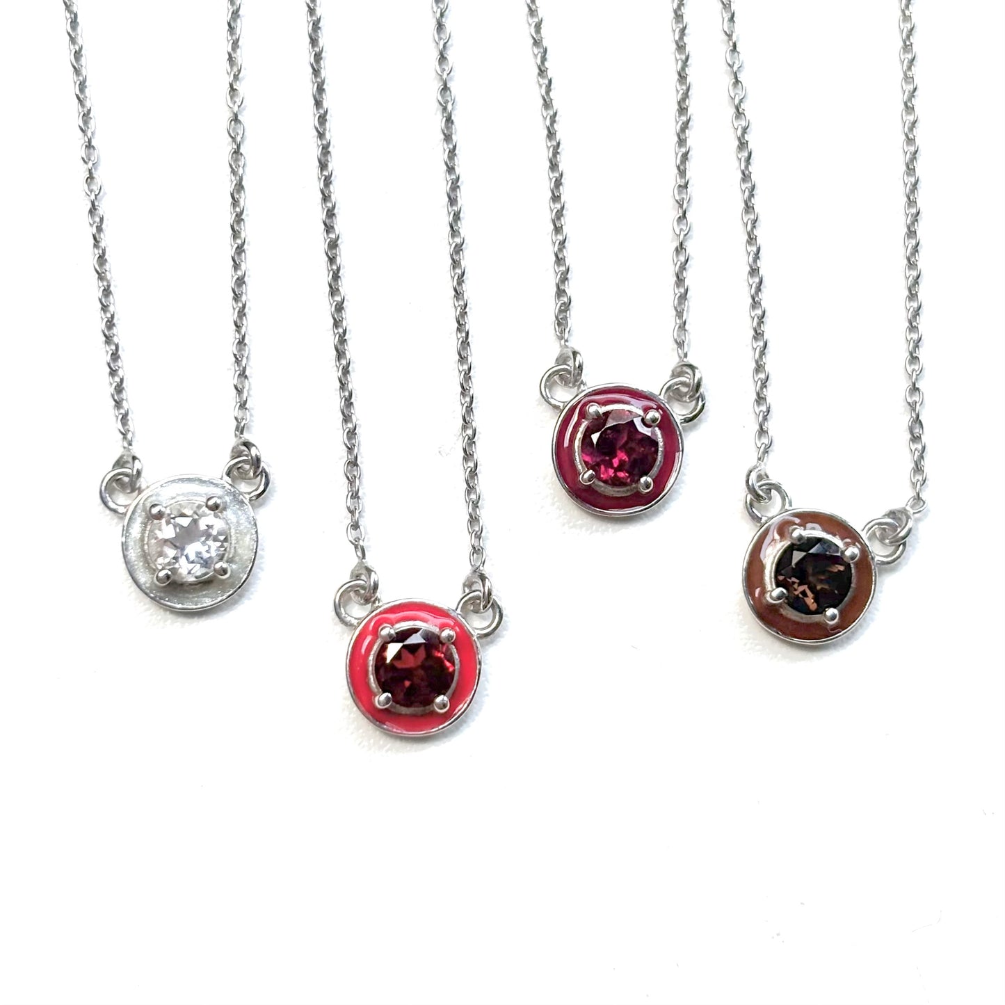 Enamel × stone necklace