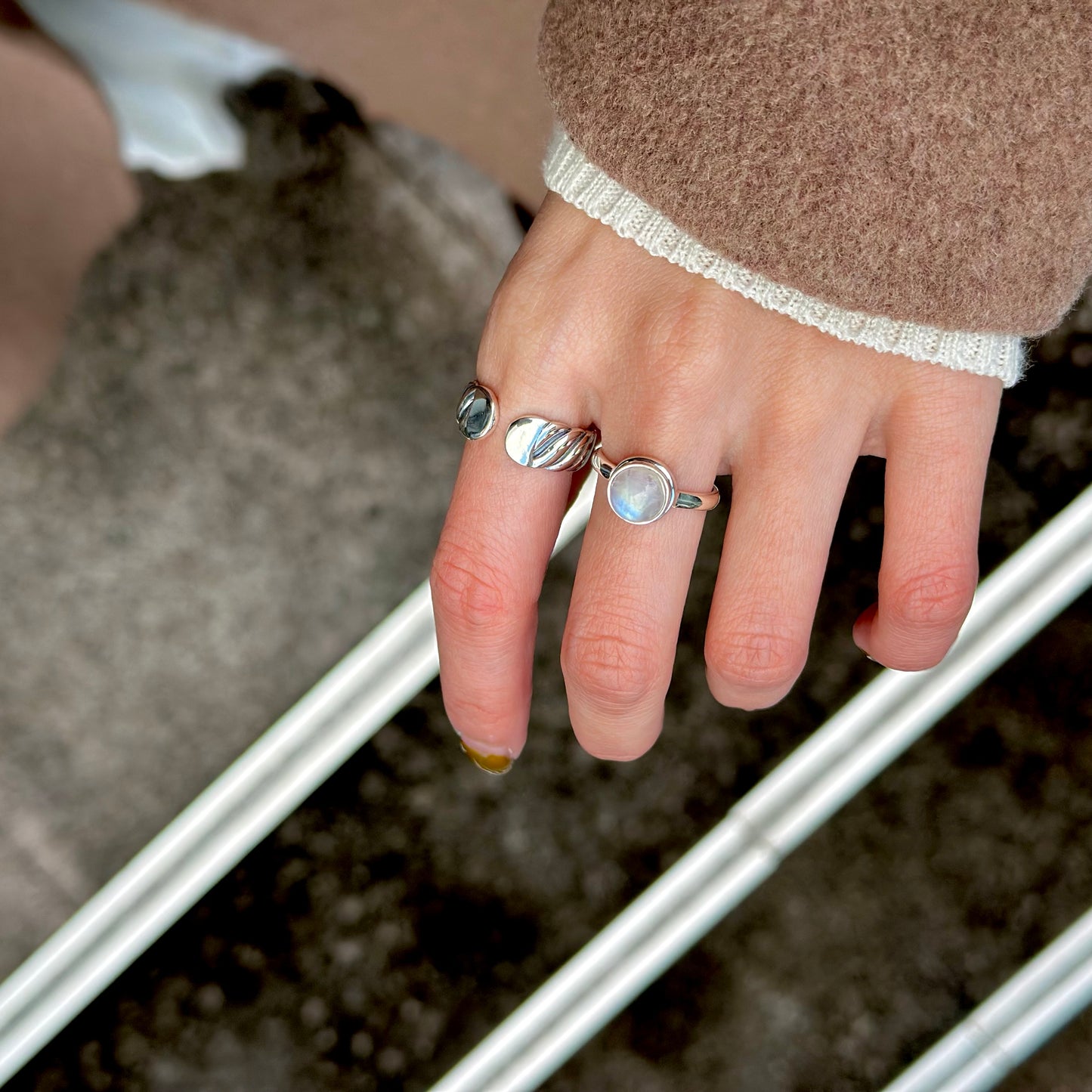 Rainbow Moonstone ring