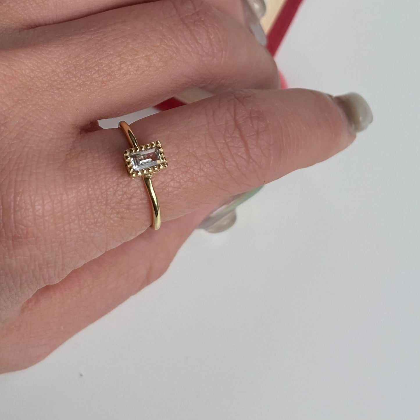 Brass petit ring 〈Crystal〉