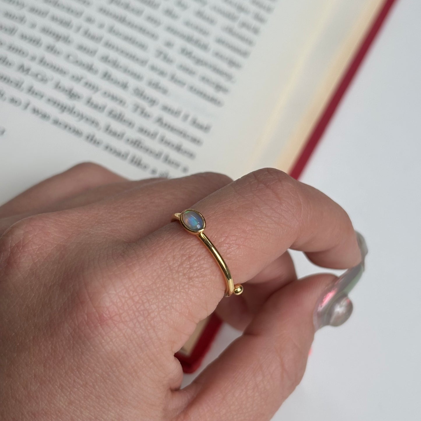 Brass petit ring〈Opal〉