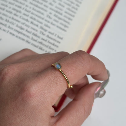 Brass petit ring〈Opal〉